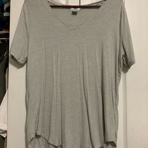 Black and white striped v neck shirt